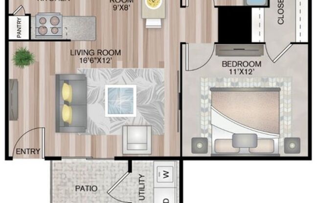 1 bed, 1 bath, 623 sqft, $770, Unit 1108