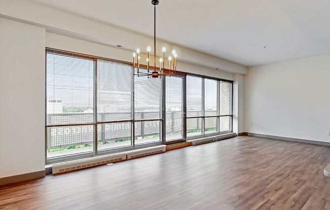 Plenty of space to live, work, and entertain, in this 2 bedroom penthouse floor plan at Midtown Crossing Apartments Omaha