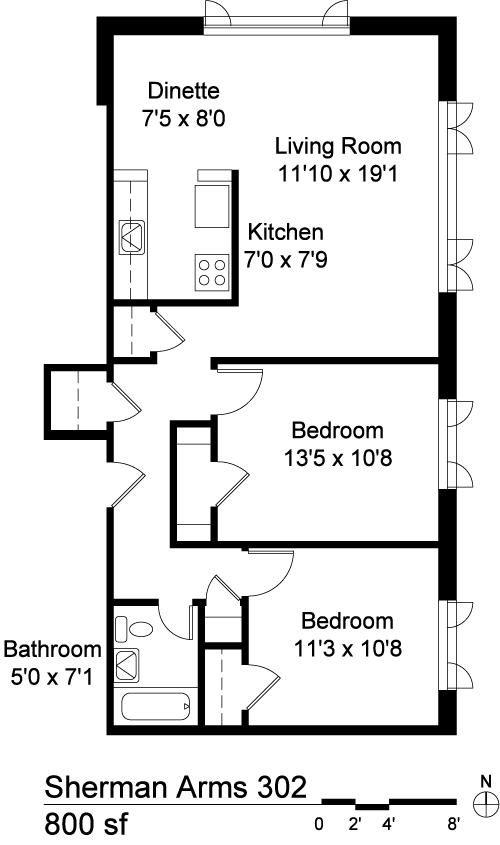 2 beds, 1 bath, 800 sqft, $1,450, Unit 302