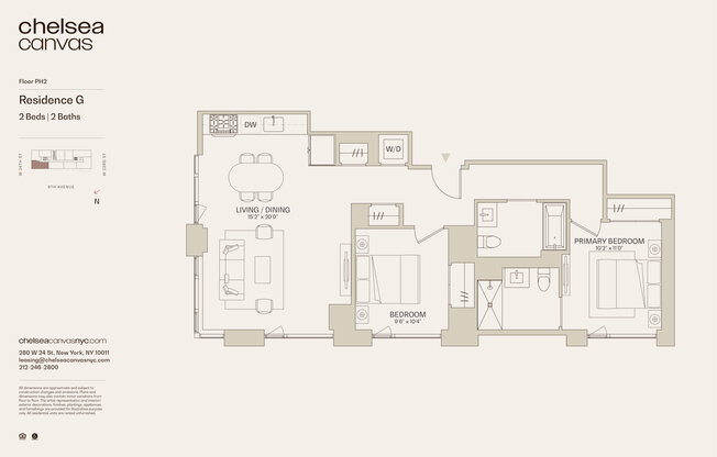 2 beds, 2 baths, $12,000, Unit PH2G