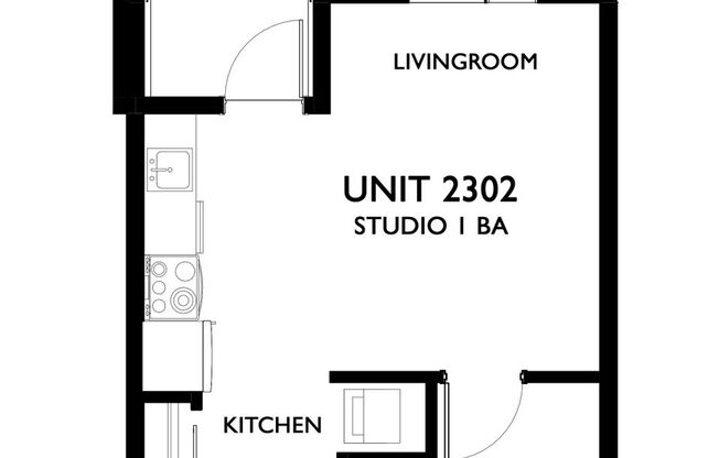 Studio, 1 bath, 432 sqft, $1,249, Unit 2302