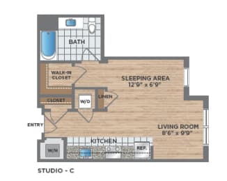 Studio, 1 bath, 510 sqft, $2,400