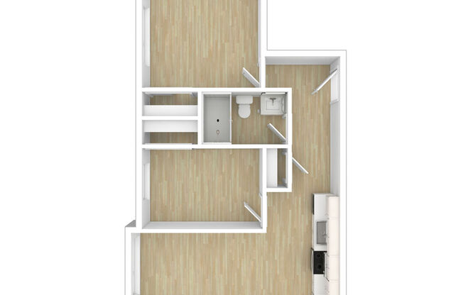 2 beds, 1 bath, 594 sqft, $2,450