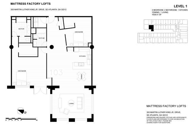 2 beds, 2 baths, 1,637 sqft, $2,835, Unit 103