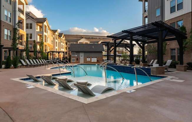 Resort Style Swimming Pool at Sunset