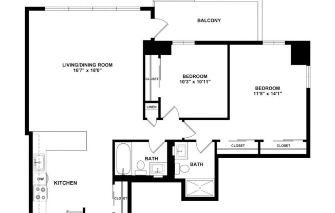 2 beds, 2 baths, 965 sqft, $6,760