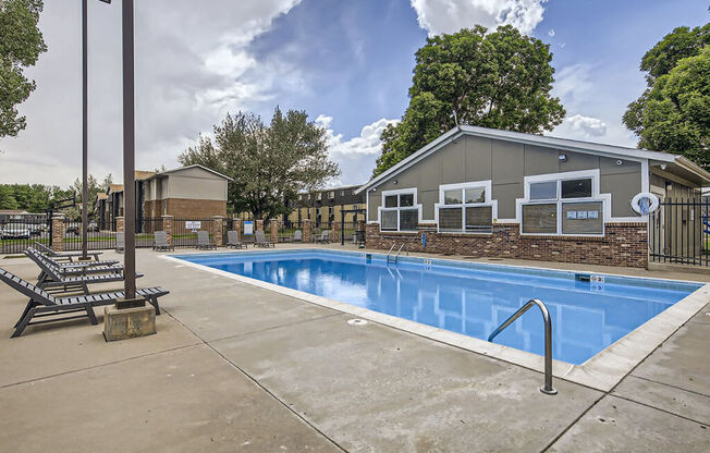 a swimming pool with a star shape design on it