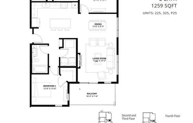 2 beds, 2 baths, 1,259 sqft, $3,295, Unit 225