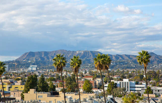 a view of the city of culver city and the mountains