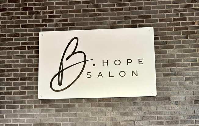 A white sign with the word