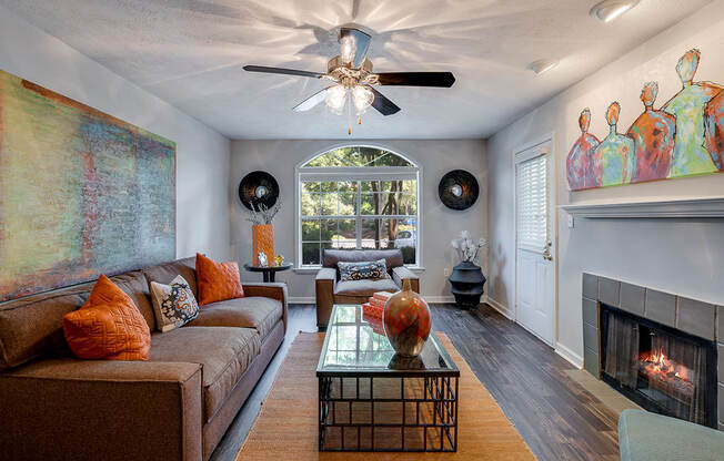 Spacious Living Room with Large Double Windows