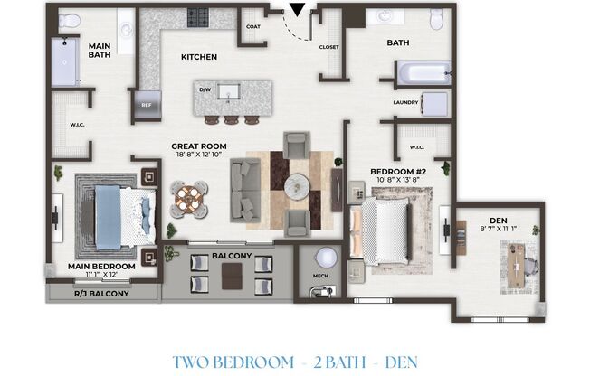 2 beds, 2 baths, 1,198 sqft, $3,354, Unit 1201