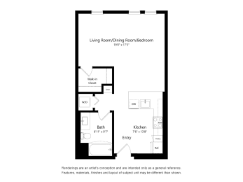 Studio, 1 bath, 640 sqft, $2,527