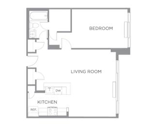 1 bed, 1 bath, 653 sqft, $1,792