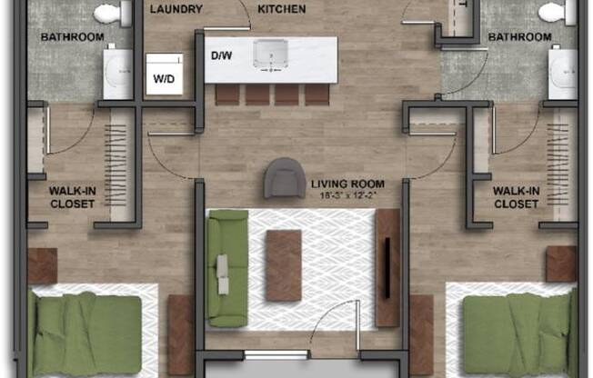 2 beds, 2 baths, 949 sqft, $1,570