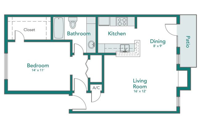 1 bed, 1 bath, 715 sqft, $1,122, Unit 3104