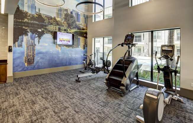 the preserve at ballantyne commons fitness room at Arise Riverside, Austin, 78741