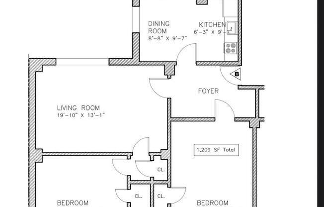 2 beds, 2 baths, 1,222 sqft, $8,900, Unit 7B