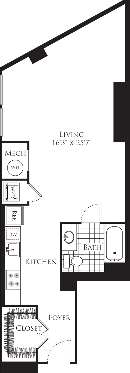 Studio, 1 bath, 673 sqft, $1,835, Unit 1001