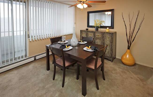 2 Bedroom 1 Bath Model Suite Dining Area at Harbor Crest Apartments in Euclid OH