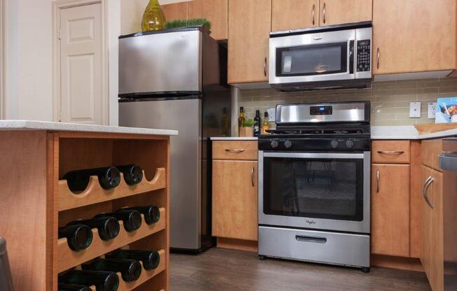 kitchen with wine bottle rack