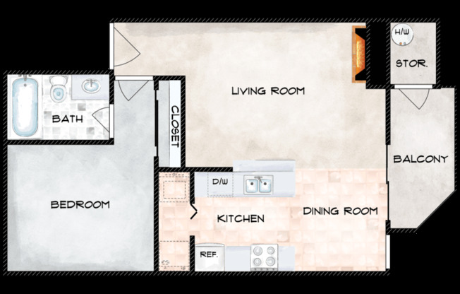 1 bed, 1 bath, 560 sqft, $1,612