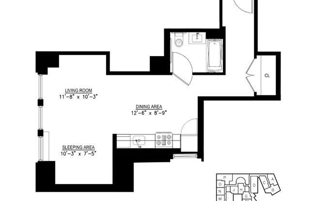 Studio, 1 bath, $3,500, Unit 5F2