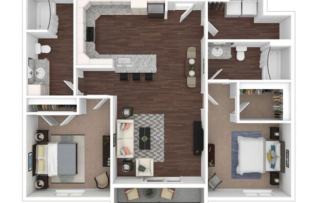 2 beds, 2 baths, 1,070 sqft, $1,399