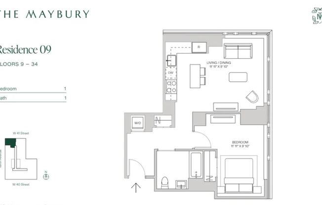 1 bed, 1 bath, $5,575, Unit 1409
