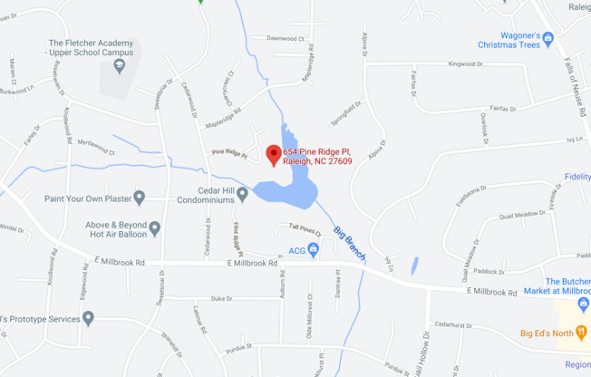 Water view Top Floor 3 bedroom condo in North Raleigh near North Hills