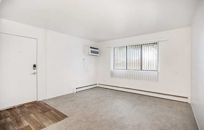 living room with a large window