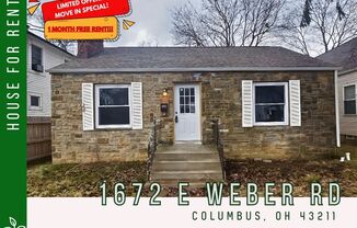 Charming 2BR North Columbus Home w/ Basement & Decorative Fireplace