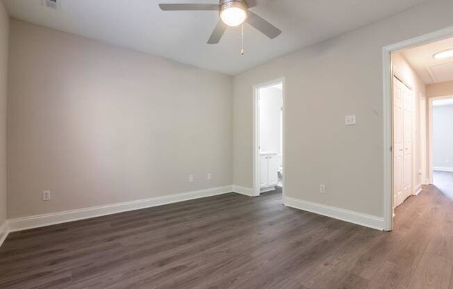 Indigo Apartments Model Bedroom with Attached Bathroom