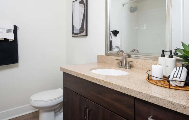 A bathroom with a white toilet and a sink.