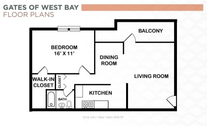1 bed, 1 bath, 809 sqft, $1,232