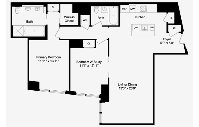2 beds, 2 baths, 1,295 sqft, $12,500, Unit 20N