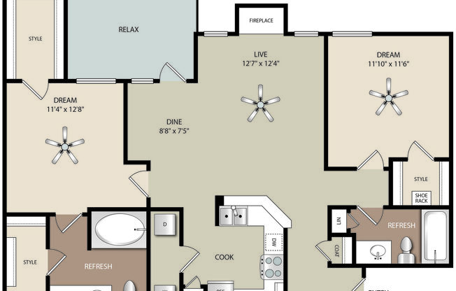 2 beds, 2 baths, 1,030 sqft, $2,068