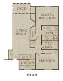 2 beds, 2 baths, 950 sqft, $1,850