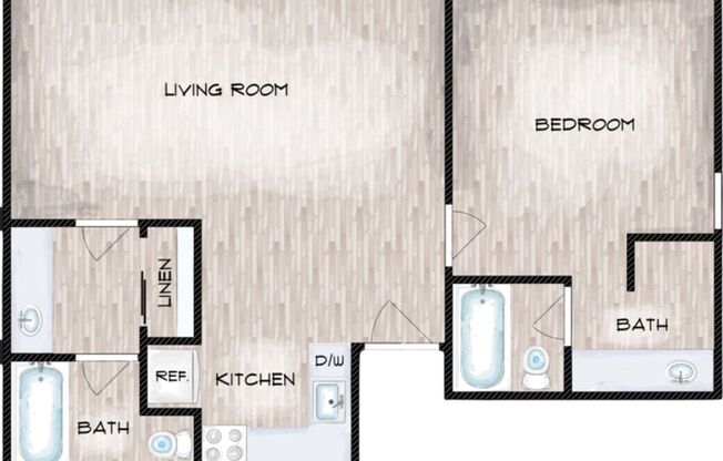 1 bed, 1 bath, 690 sqft, $1,229, Unit 1214