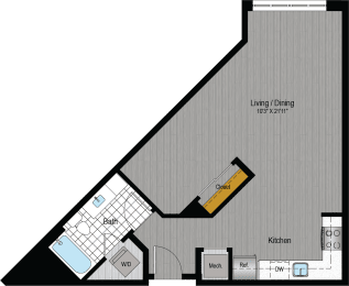 Studio, 1 bath, 533 sqft, $1,709