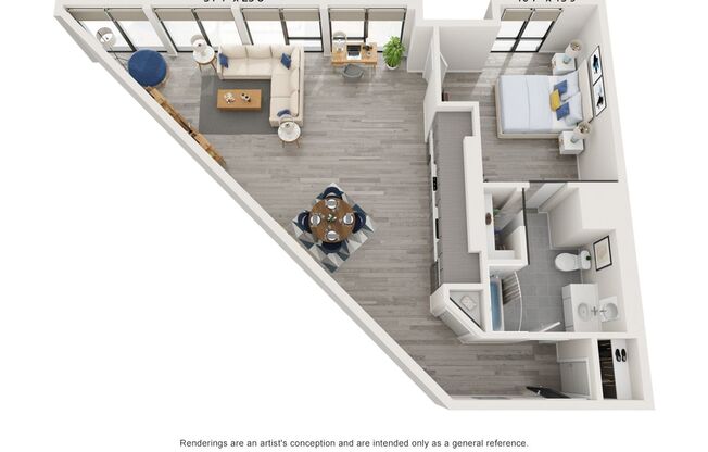 1 bed, 1 bath, 607 sqft, $2,800, Unit 314