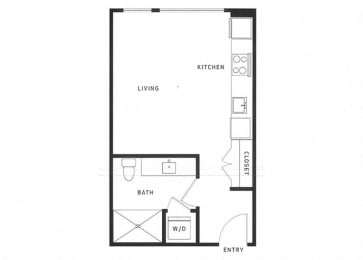 Studio, 1 bath, 383 sqft, $1,757