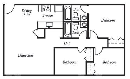 3 beds, 2 baths, 1,000 sqft, $1,545