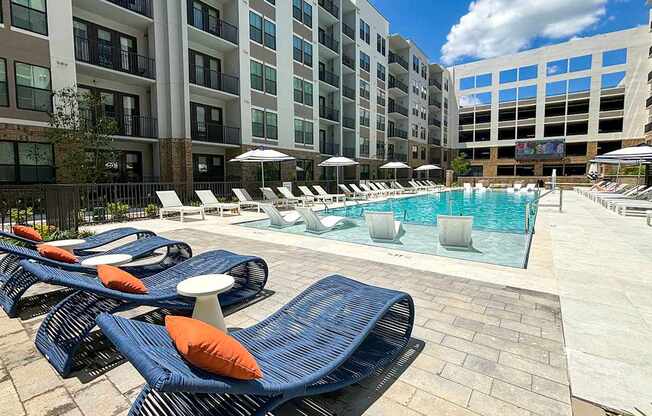 Saltwater pool with cabanas