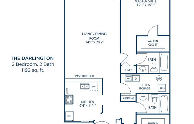 2 beds, 2 baths, 1,192 sqft, $1,630, Unit 1101