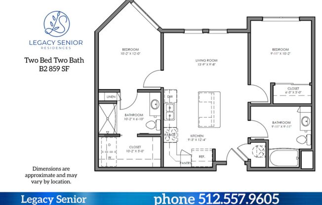 2 beds, 2 baths, 859 sqft, $1,314, Unit 112