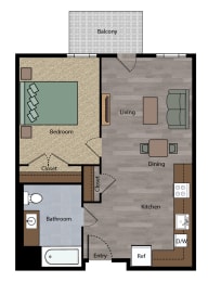 1 bed, 1 bath, 534 sqft, $1,140