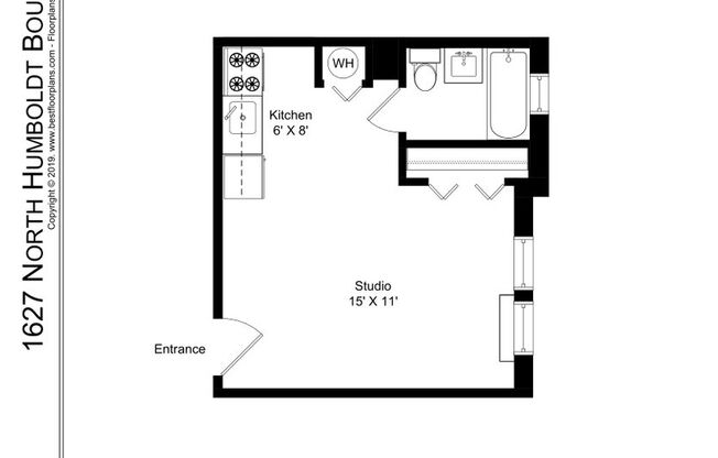Studio, 1 bath, 314 sqft, $1,295, Unit 4I