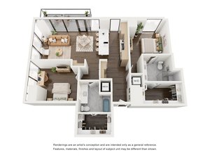 2 beds, 2 baths, 1,257 sqft, $7,305