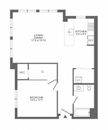 1 bed, 1 bath, 926 sqft, $2,540